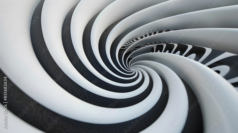 Fototapeta premium Hypnotic Monochromatic Spiral Pattern with Contrasting Shapes and Curves