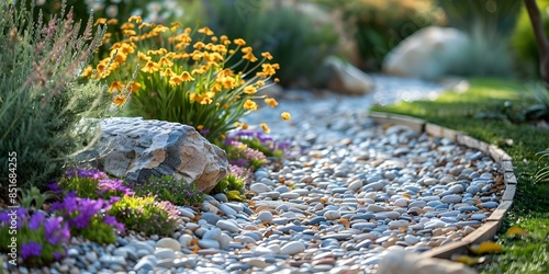 Eco-Friendly Landscaping Sustainable Practices with Native Plants. Concept Eco-Friendly Landscaping, Sustainable Practices, Native Plants, Green Gardens, Environmental Conservation photo