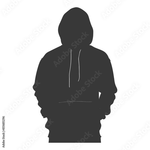 Anonymous Figure: Dark Silhouette of Person in Hoodie, Isolated on White.