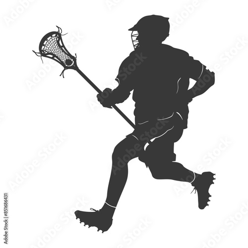 Lacrosse Player Silhouette: Charging Run with Stick