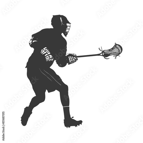 Lacrosse Player Silhouette: Ready to Shoot, Focused Stance
