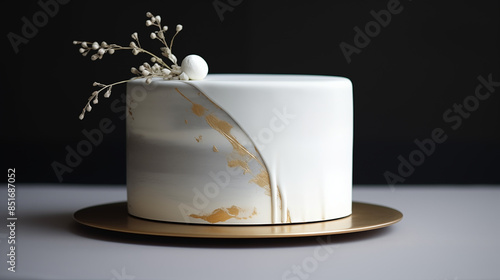 A minimalist modern cake.
Is a sleek and elegant dessert that focuses on simplicity and clean lines. Characterized by its smooth, flawless frosting and subtle decorations, this cake often features. photo