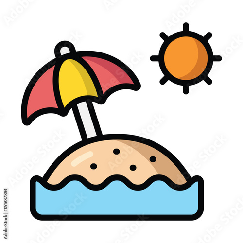 Simple Beach colorful icon Illustration. The icon illustration can be used for websites, print templates, presentation templates, illustrations, etc