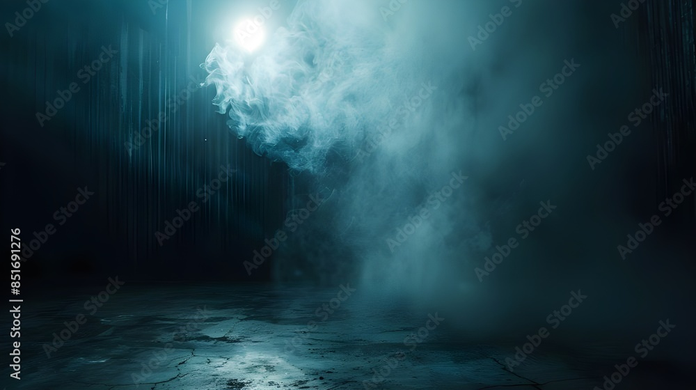 Dark room with smoke and light background Dark room with smoke and light background