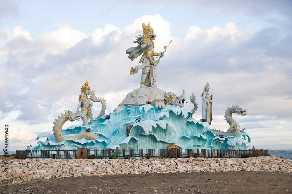 Statue of Varuna in Pantai Jerman Beach in Kuta, Bali Island, Indonesia