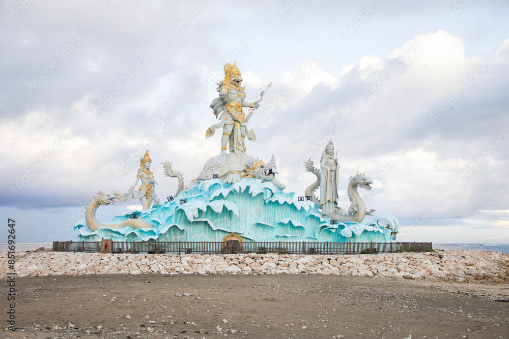 Statue of Varuna in Pantai Jerman Beach in Kuta, Bali Island, Indonesia