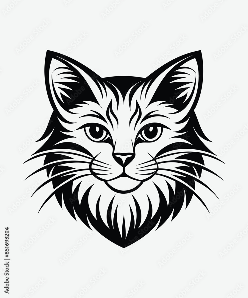 cute cat face vector design on white background. illustration. cute cat face vector design on white background. illustration.