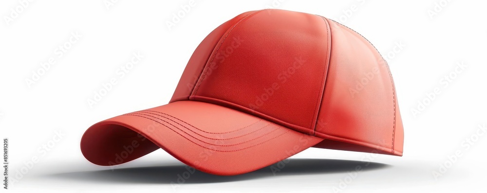 Red leather baseball cap isolated on white background. Red leather baseball cap isolated on white background.