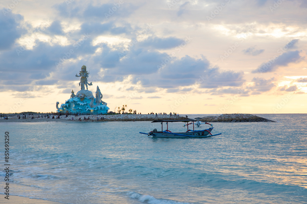 Statue of Varuna in Pantai Jerman Beach in Kuta, Bali Island, Indonesia