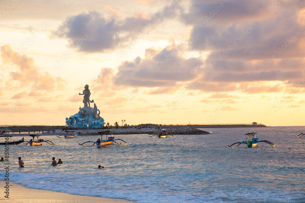 Statue of Varuna in Pantai Jerman Beach in Kuta, Bali Island, Indonesia