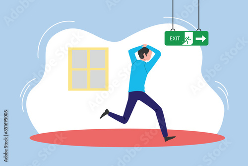 Earthquake safety concept. Colored flat vector illustration isolated.