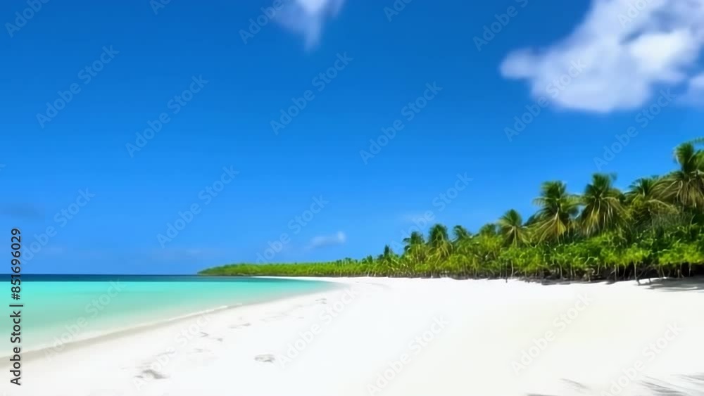 Tropical beach with white sand and palm trees Tropical beach with white sand and palm trees