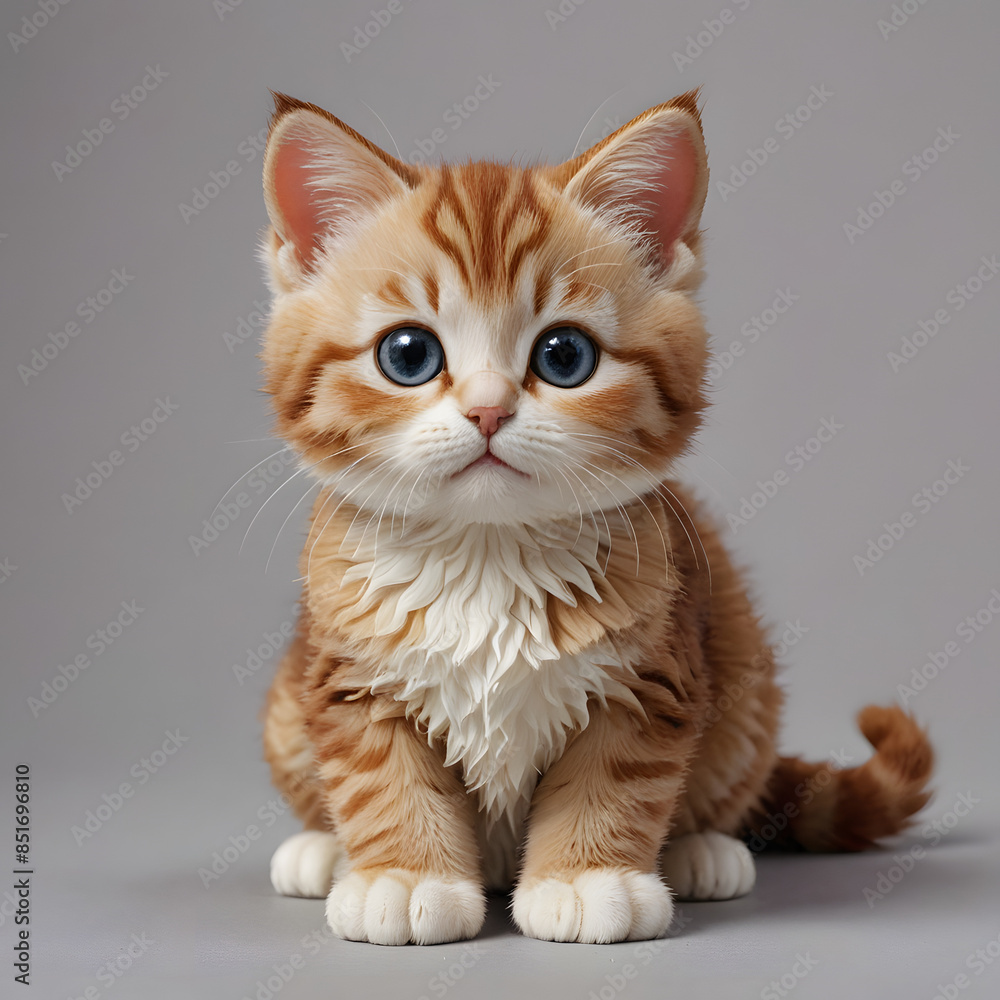Obraz premium A cute cat is sitting relaxed facing forward