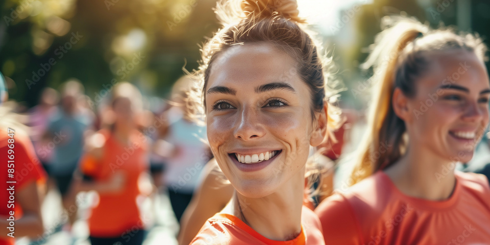 Läuferin während eines Marathons Läuferin während eines Marathons
