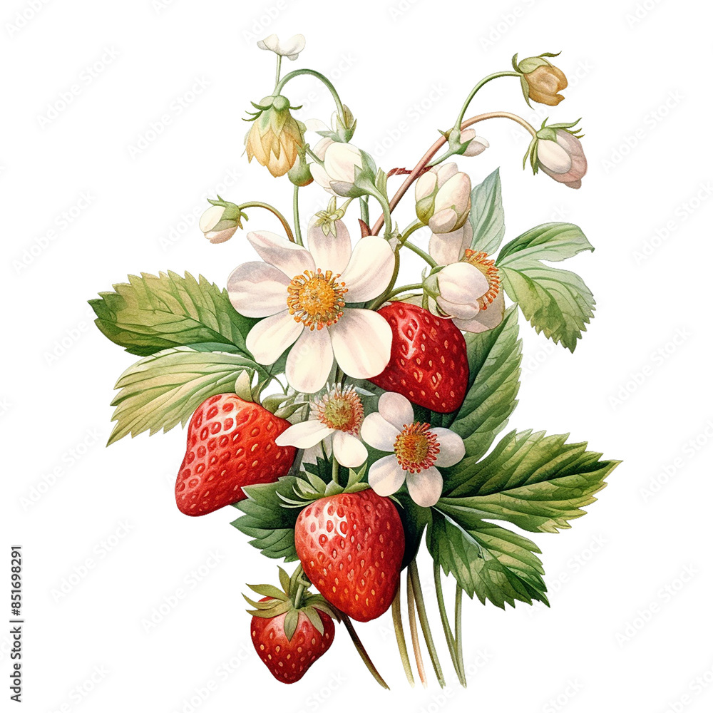 strawberries and leaves strawberries and leaves