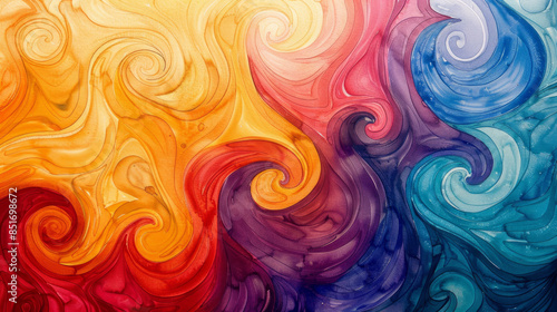 Vibrant watercolor artwork with swirls of multiple colors to create a unique and eye-catching background. photo
