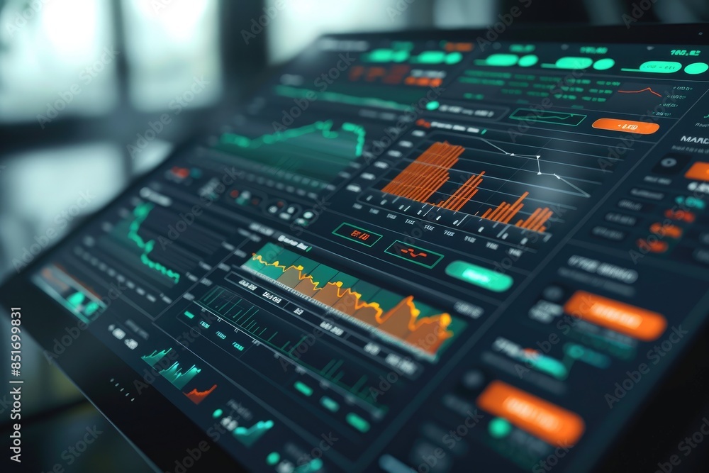 Advanced Digital Interface of Stock Market Trading Platform with Real-Time Data Visualization and Analytical Tools Advanced Digital Interface of Stock Market Trading Platform with Real-Time Data Visualization and Analytical Tools