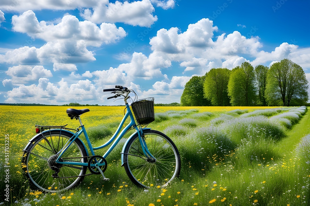 Fototapeta premium Beautiful natural landscape with a bicycle