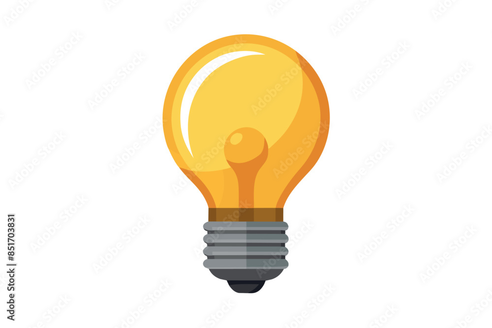 A glowing light bulb with a yellow glow. it has a silver base that indicates illumination or an idea. a theme of innovation or a concept of thinking. A glowing light bulb with a yellow glow. it has a silver base that indicates illumination or an idea. a theme of innovation or a concept of thinking.