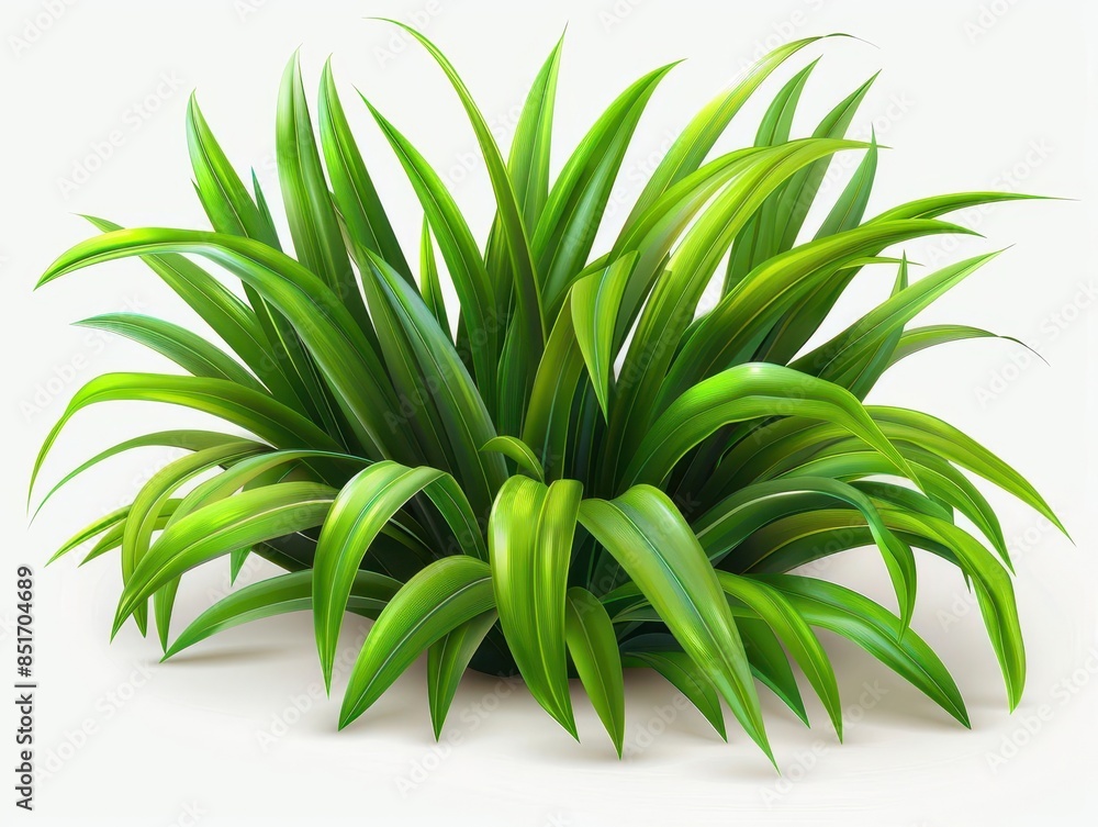 Fototapeta premium A vibrant grassy border element, showcasing the natural beauty of detailed blades and a variety of green tones, isolated on a white background for greeting card embellishment