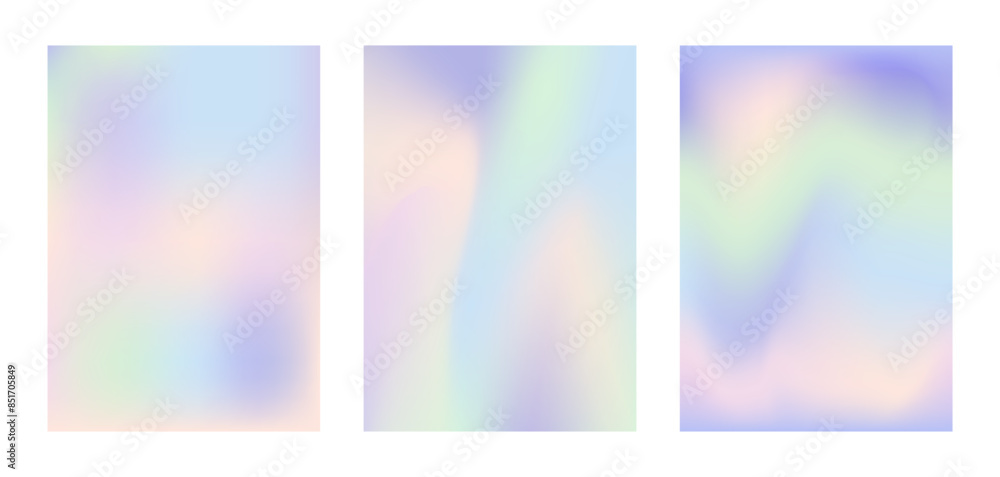 Obraz premium Y2K aesthetic gradient blurred backgrounds set. Abstract trendy gradient patterns.
