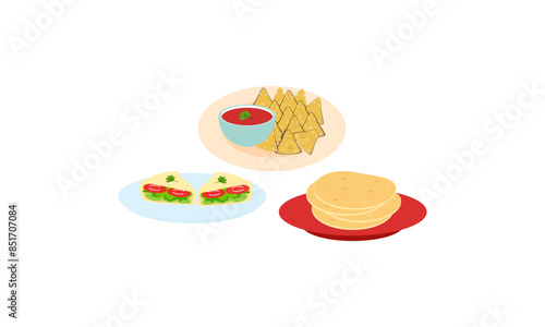 Mexican Food Signature Dishes Illustration