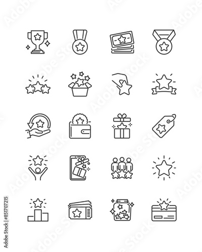 reward, bonus, benefit, prize icons, set