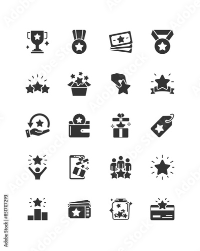 reward, bonus, benefit, prize icons, set