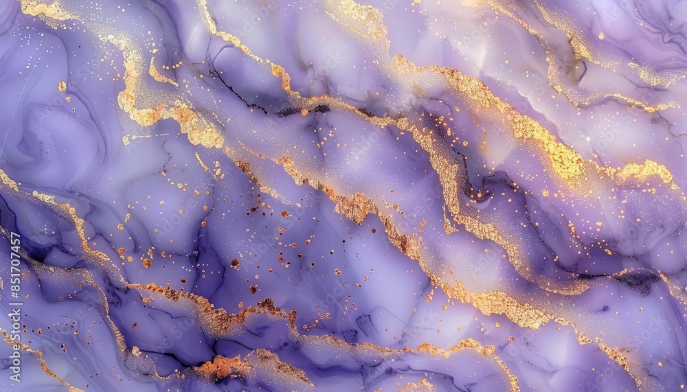 ethereal violet and gold marble texture with shimmering elegance abstract background