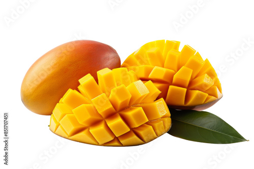 Elegant Mango Sections Isolated on Transparent Background PNG Format