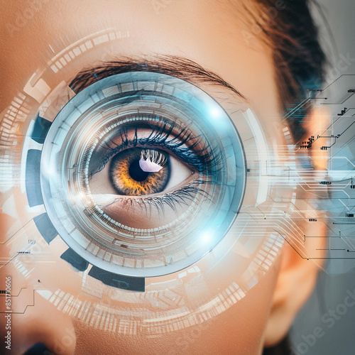 Eye of futuristic technology and Innovative portraiture AI and Automation use of artificial intelligence