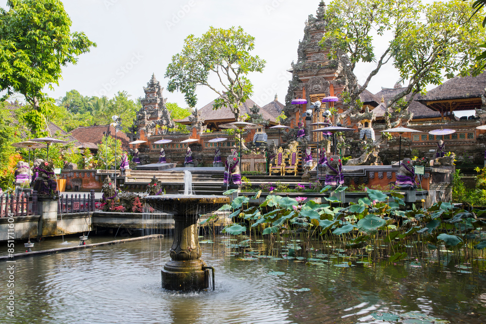 Beautiful view of Taman Saraswati temple in Ubud on Bali Island, Indonesia