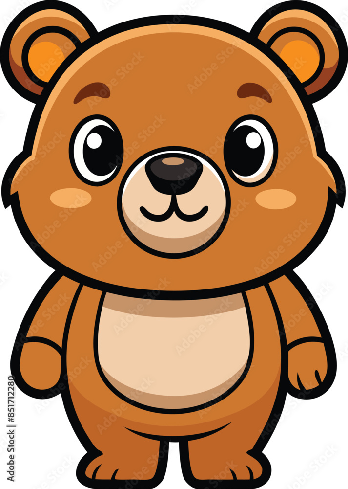 Cute Bear Cartoon Vector Icon Illustration On White Background. Cute Bear Cartoon Vector Icon Illustration On White Background.