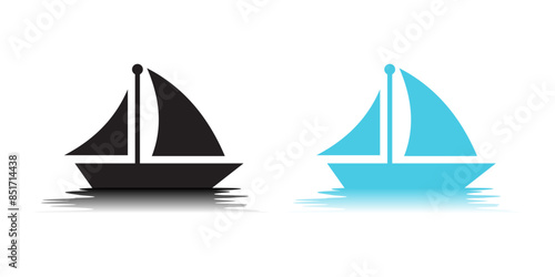 Vector Sailboat Silhouette Black And Blue