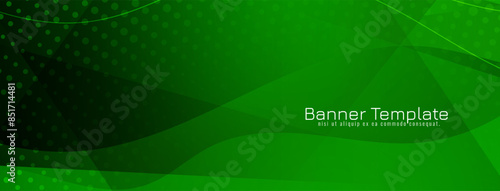 Modern green color wave style banner design