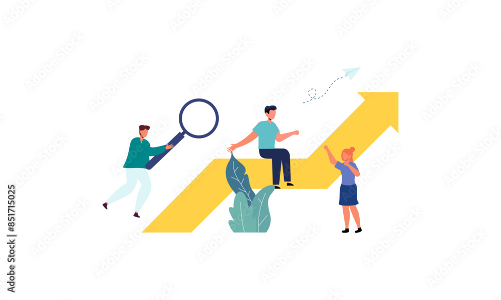 Goal-focused, support and teamwork, help in overcoming obstacles illustration Goal-focused, support and teamwork, help in overcoming obstacles illustration