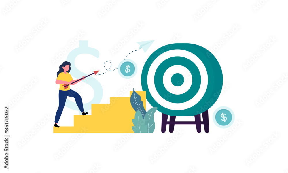 Goal-focused, support and teamwork, help in overcoming obstacles illustration Goal-focused, support and teamwork, help in overcoming obstacles illustration
