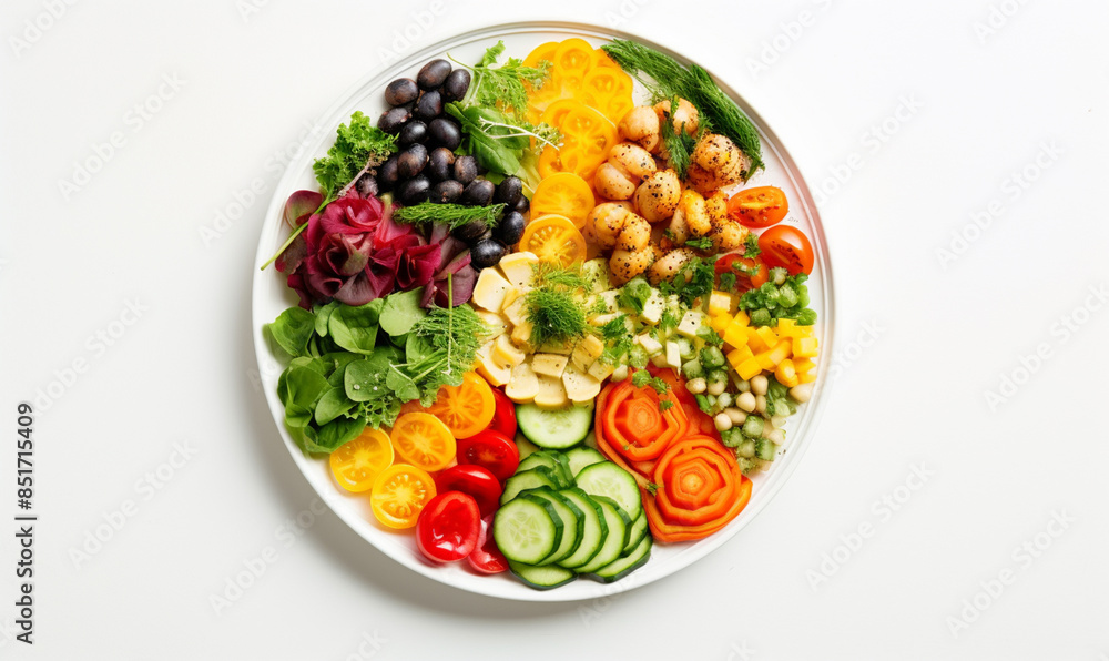 Vegetarian salad. Plate with vegan or vegetarian food. Healthy plant based diet. Healthy dinner or lunch. Top view
Vegetarian salad. Plate with vegan or vegetarian food. Healthy plant based diet. Healthy dinner or lunch. Top view