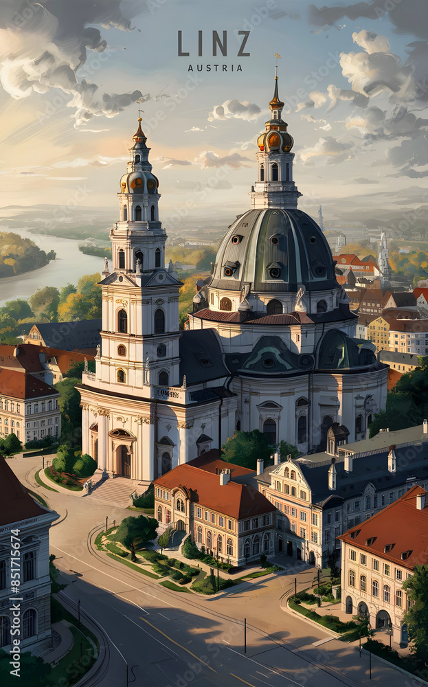 Fototapeta premium Linz, Austria Travel Poster Design