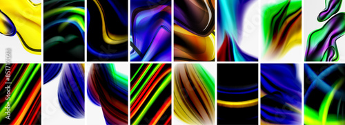 Collection of abstract background with waves, colorful shapes and 3d shadow effect. Vector Illustration For Wallpaper, Banner, Background, Card, Book Illustration, landing page