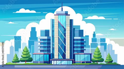 Modern skyscaper building isolated, cutout transparent urban highrise cityscape and office firm background for architecture visual concept design assets