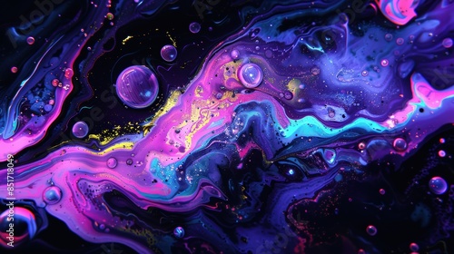 Abstract Colorful Fluid Art - Creative Energy and Movement with Copy Space