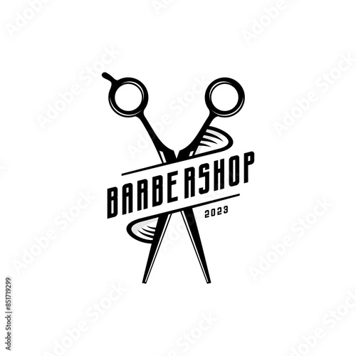 barbershop logo vector, scissors vector