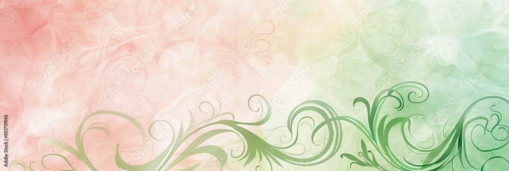 Elegant Floral Swirls on Pastel Background, Symbolizing Growth and Harmony