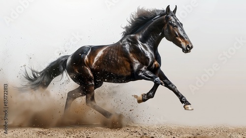 A realistic horse galloping on a transparent background  photo
