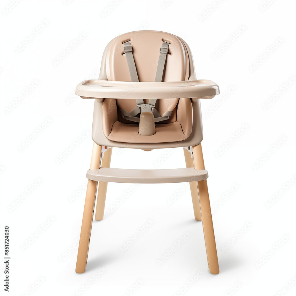 Convertible wooden high chair for babies and toddlers beige color with a removable tray and adjustable footrest Convertible wooden high chair for babies and toddlers beige color with a removable tray and adjustable footrest