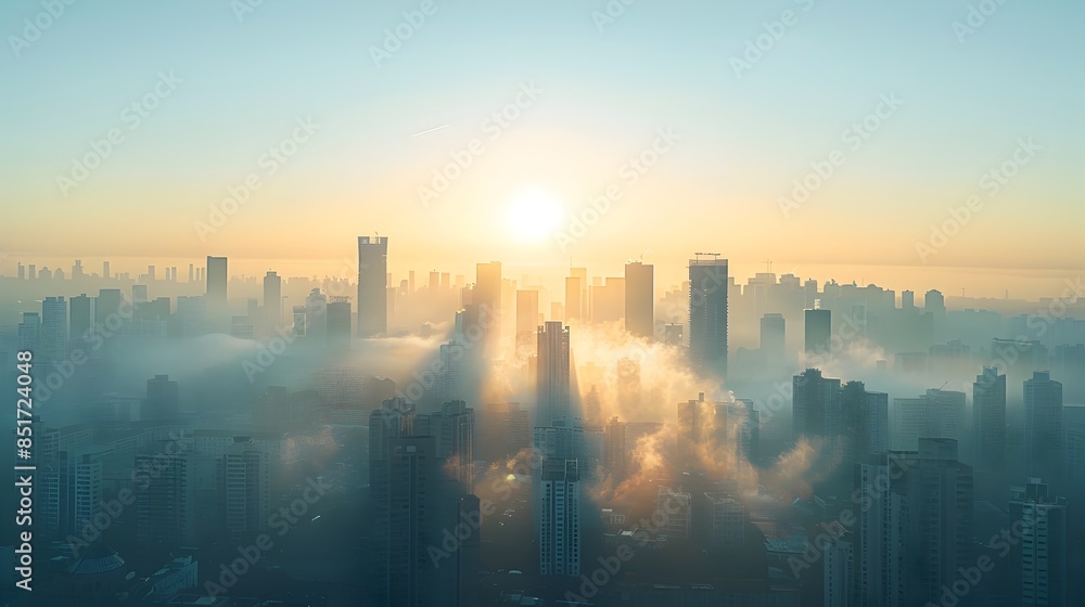Majestic Skyline at Sunrise Towering Skyscrapers and Captivating Cityscape Majestic Skyline at Sunrise Towering Skyscrapers and Captivating Cityscape