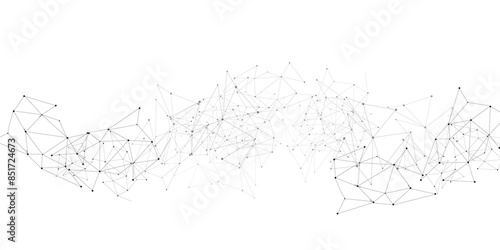 Vector Grey graphic background dots with connections technologies and sharing data as abstract concept.