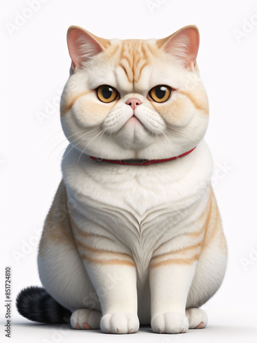Portrait of a White and Orange Exotic Shorthair Cat