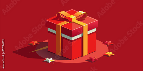 All red gift box concepts blank opening gift box product display showcase isolated on dark red background for christmas valentines and chinese new year days decoration minimal conceptual 3D rendering